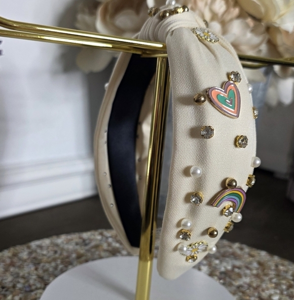 Chic Cream Headband with Vibrant Charms - Picture 3 of 3